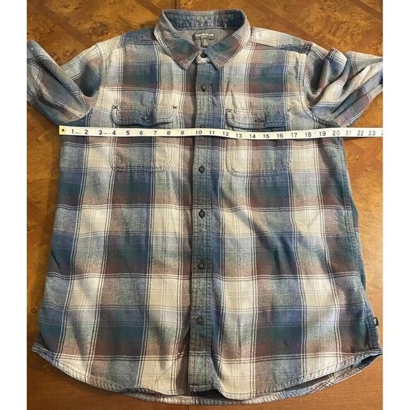 Toad & Co Shirt Men's Size L Blue Plaid Flannel Slim Fit Button Up LS Indigo - Picture 7 of 10